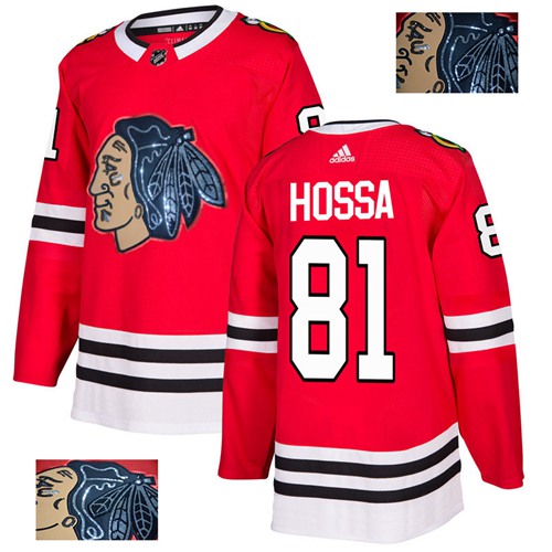 Adidas Blackhawks #81 Marian Hossa Red Home Authentic Fashion Gold Stitched NHL Jersey - Click Image to Close